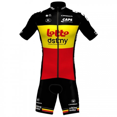 Set Fietsshirt + Korte Koersbroek 2024 Lotto Dstny Geel